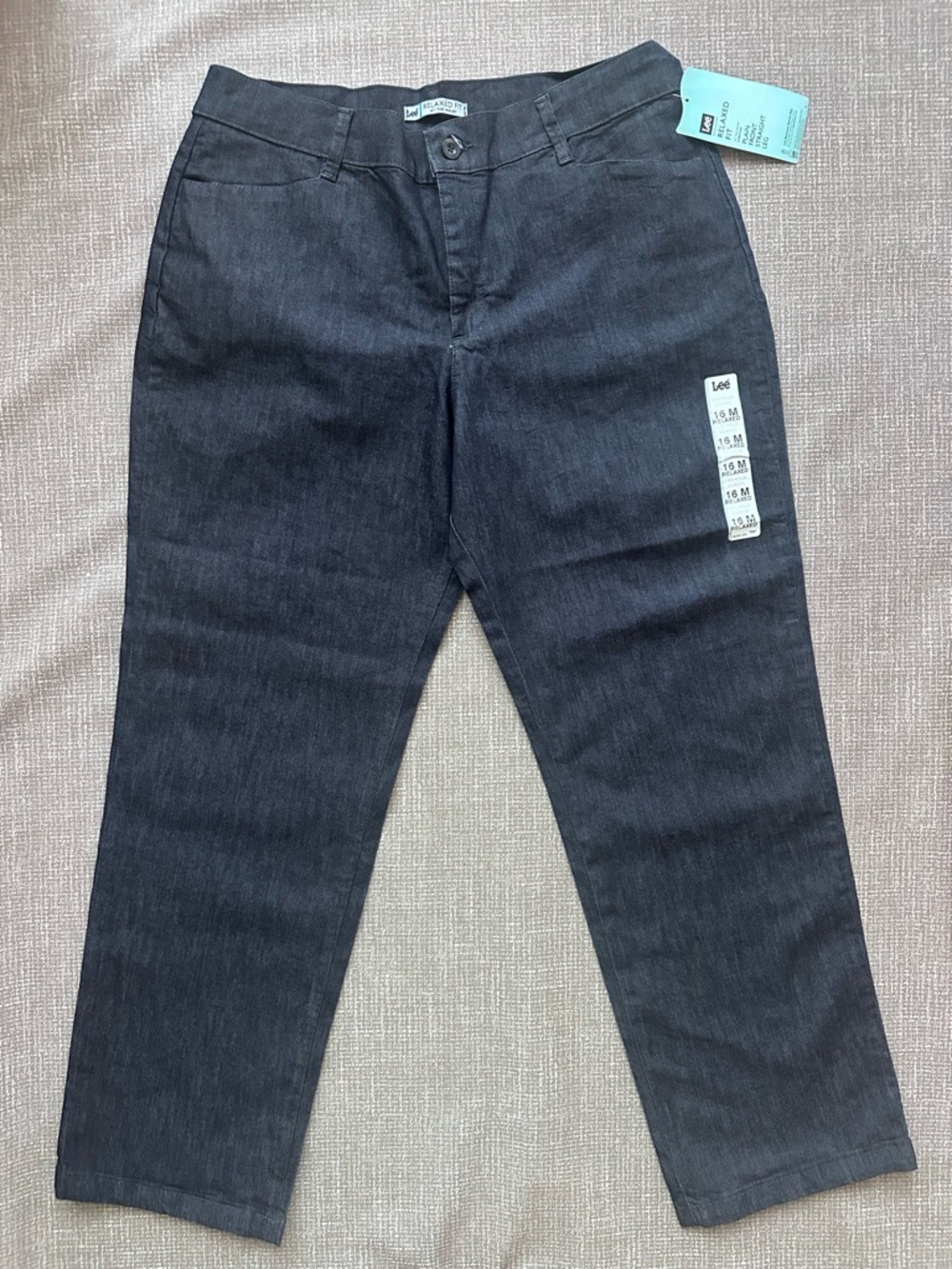Lee Women’s Size 16 Medium Relaxed Fit Straight Leg Stretch Pants Dark Blue NWT